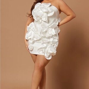 Abbie Satin Mini Dress - White - Fashion Nova - 1X - Plus Sized